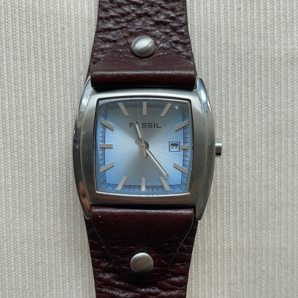 Fossil watch with leather band